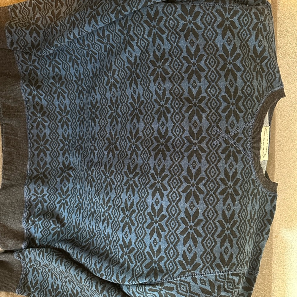 Threads 4 Thought Fair Isle Blue and Black Pullover